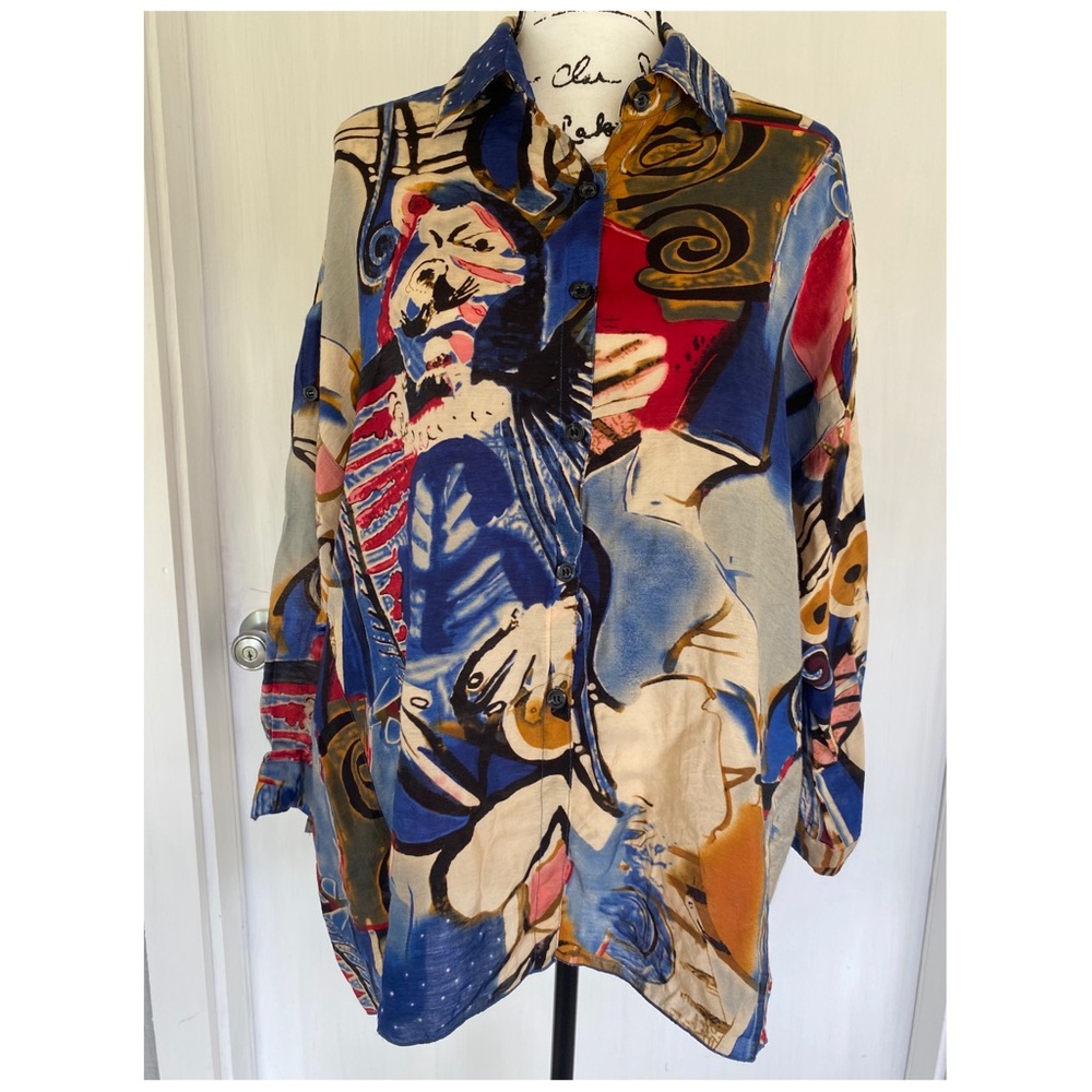 3POTATO button down multicolor blouse